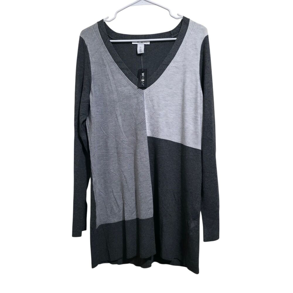 NWT White House Black Market Grey Sweater Knit Woman's Size XL